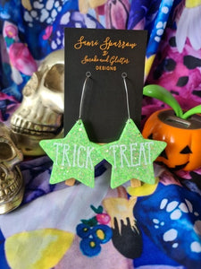 Trick or Treat Dangles - Green and White  - Smoke and Glitter Design Collaboration