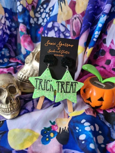 Trick or Treat Dangles - Green and Black  - Smoke and Glitter Design Collaboration